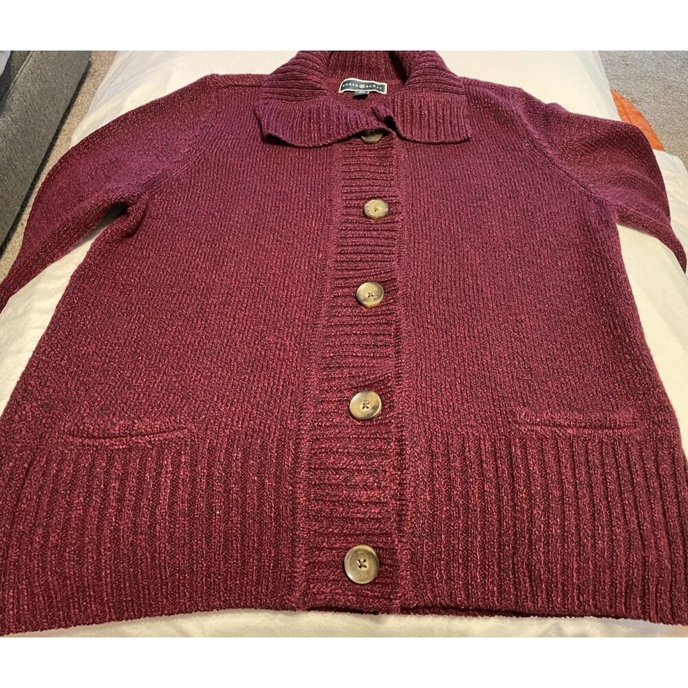 Karen Scott Women's Petites Button up Sweater Maroon Size PXL
